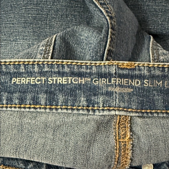 Chico's Two-Tone perfect stretch girlfriend slim leg ankle Blue Jeans 2.5/ 14 - Picture 7 of 9